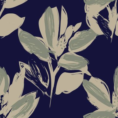 Çiçek fırçası darbeleri moda baskıları, grafikler, arka planlar ve el sanatları için pürüzsüz desen