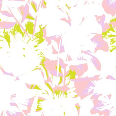 Çiçek fırçası darbeleri moda baskıları, grafikler, arka planlar ve el sanatları için pürüzsüz desen