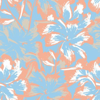 Çiçek fırçası darbeleri moda baskıları, grafikler, arka planlar ve el sanatları için pürüzsüz desen