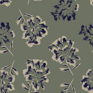 Çiçek fırçası darbeleri moda baskıları, grafikler, arka planlar ve el sanatları için pürüzsüz desen