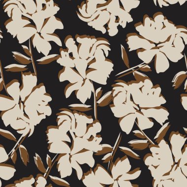 Çiçek fırçası darbeleri moda baskıları, grafikler, arka planlar ve el sanatları için pürüzsüz desen