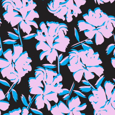 Çiçek fırçası darbeleri moda baskıları, grafikler, arka planlar ve el sanatları için pürüzsüz desen