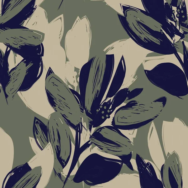 Квіткові Мазки Пензлем Безшовний Візерунок Модних Принтів Графіки Фону Ремесел — стоковий вектор