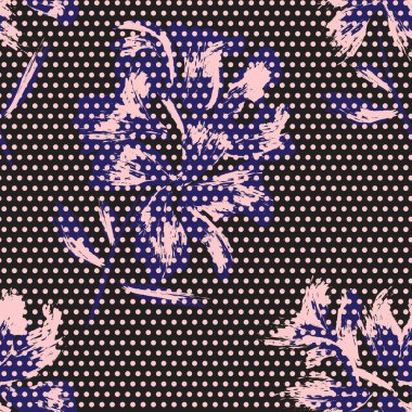 Moda tekstil ve grafikleri için noktalı dokuları olan çiçeksiz desen.
