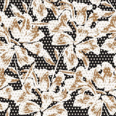 Moda tekstil ve grafikleri için noktalı dokuları olan çiçeksiz desen.