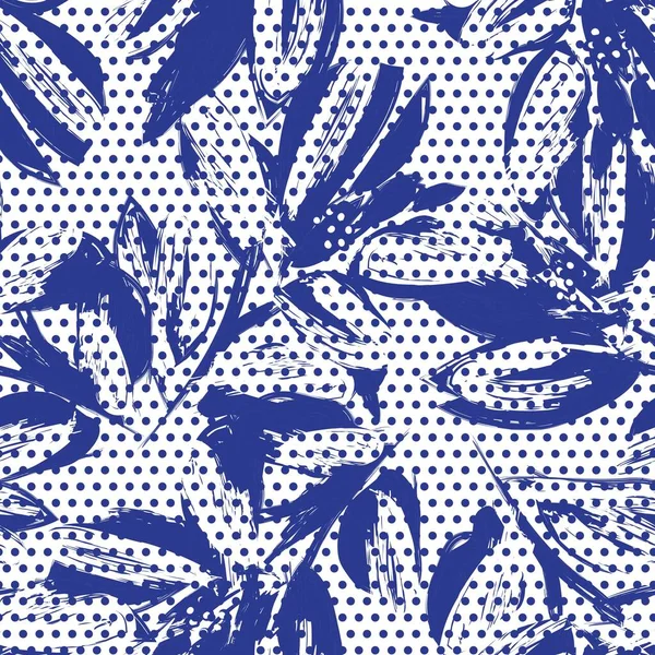 Floral Naadloos Patroon Met Gestippelde Texturen Voor Modetextiel Graphics — Stockvector