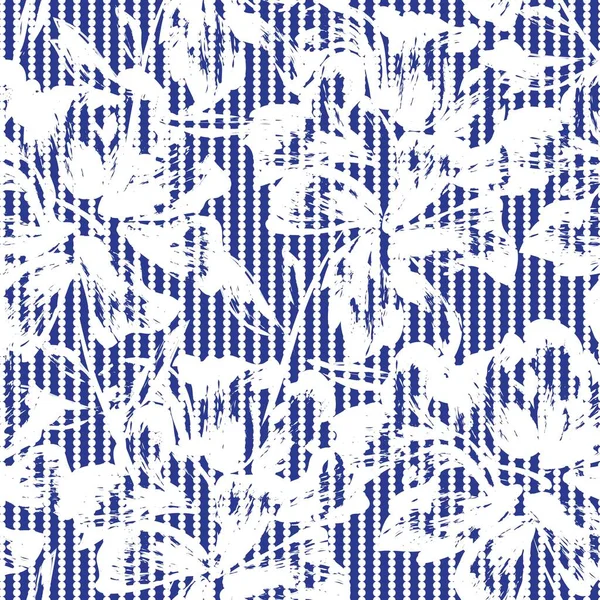 Floral Seamless Pattern Striped Textures Fashion Textiles Graphics - Stok Vektor