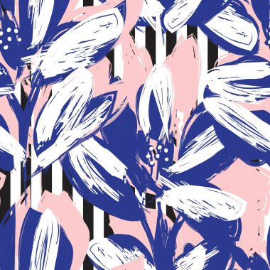 Moda tekstil ve grafikleri için çizgili dokuları olan çiçeksiz desen