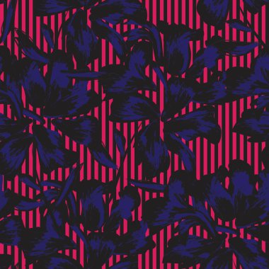 Moda tekstil ve grafikleri için çizgili dokuları olan çiçeksiz desen