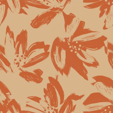 Çiçek fırçası darbeleri moda baskıları, grafikler, arka planlar ve el sanatları için pürüzsüz desen