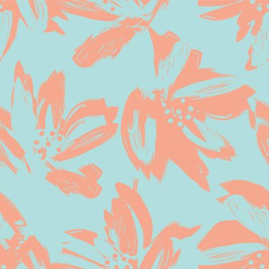 Çiçek fırçası darbeleri moda baskıları, grafikler, arka planlar ve el sanatları için pürüzsüz desen