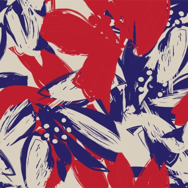 Çiçek fırçası darbeleri moda baskıları, grafikler, arka planlar ve el sanatları için pürüzsüz desen