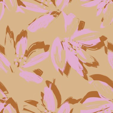 Çiçek fırçası darbeleri moda baskıları, grafikler, arka planlar ve el sanatları için pürüzsüz desen