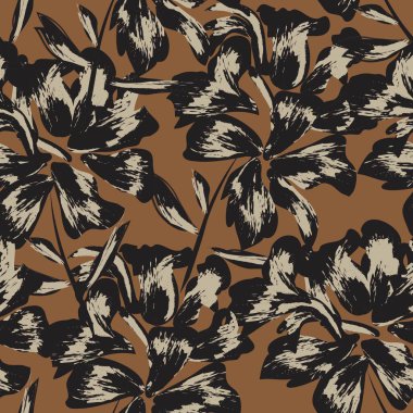 Çiçek fırçası darbeleri moda baskıları, grafikler, arka planlar ve el sanatları için pürüzsüz desen