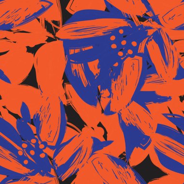 Çiçek fırçası darbeleri moda baskıları, grafikler, arka planlar ve el sanatları için pürüzsüz desen