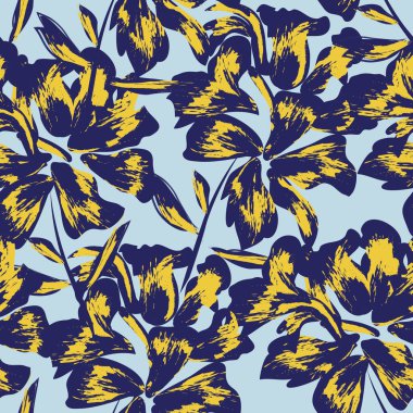 Çiçek fırçası darbeleri moda baskıları, grafikler, arka planlar ve el sanatları için pürüzsüz desen