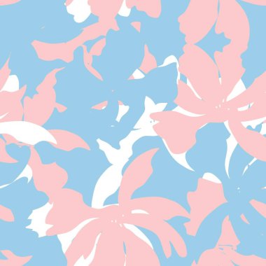 Çiçek fırçası darbeleri moda baskıları, grafikler, arka planlar ve el sanatları için pürüzsüz desen