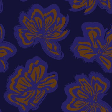 Çiçek fırçası darbeleri moda baskıları, grafikler, arka planlar ve el sanatları için pürüzsüz desen