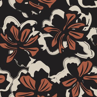 Çiçek fırçası darbeleri moda baskıları, grafikler, arka planlar ve el sanatları için pürüzsüz desen