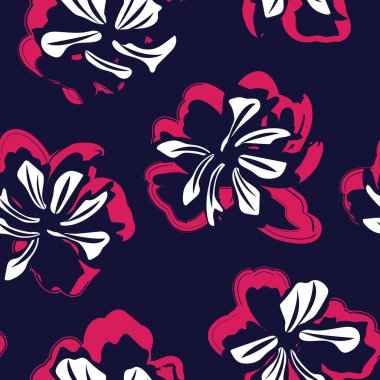 Çiçek fırçası darbeleri moda baskıları, grafikler, arka planlar ve el sanatları için pürüzsüz desen