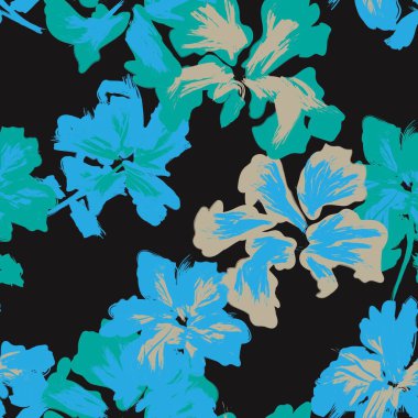 Çiçek fırçası darbeleri moda baskıları, grafikler, arka planlar ve el sanatları için pürüzsüz desen