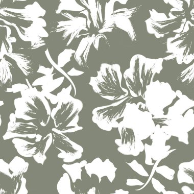 Çiçek fırçası darbeleri moda baskıları, grafikler, arka planlar ve el sanatları için pürüzsüz desen