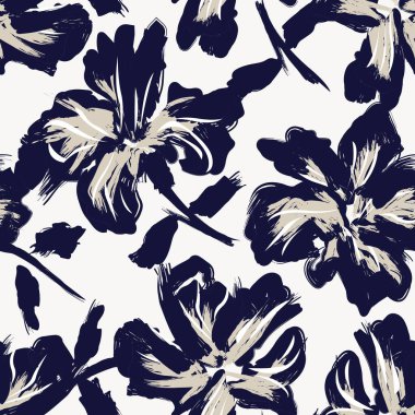 Çiçek fırçası darbeleri moda baskıları, grafikler, arka planlar ve el sanatları için pürüzsüz desen