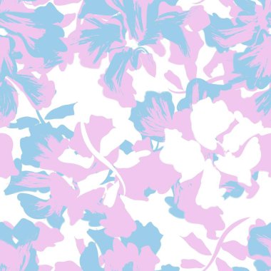 Çiçek fırçası darbeleri moda baskıları, grafikler, arka planlar ve el sanatları için pürüzsüz desen