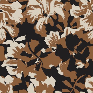 Çiçek fırçası darbeleri moda baskıları, grafikler, arka planlar ve el sanatları için pürüzsüz desen