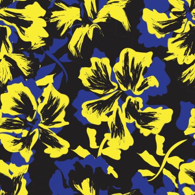 Çiçek fırçası darbeleri moda baskıları, grafikler, arka planlar ve el sanatları için pürüzsüz desen