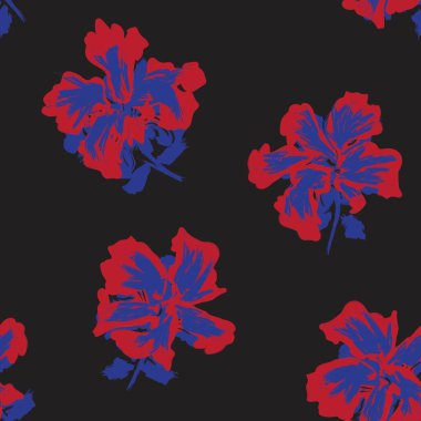 Çiçek fırçası darbeleri moda baskıları, grafikler, arka planlar ve el sanatları için pürüzsüz desen