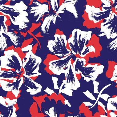 Çiçek fırçası darbeleri moda baskıları, grafikler, arka planlar ve el sanatları için pürüzsüz desen