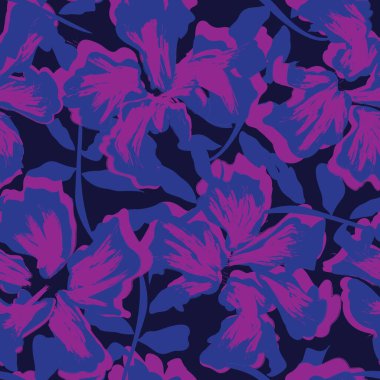 Çiçek fırçası darbeleri moda baskıları, grafikler, arka planlar ve el sanatları için pürüzsüz desen