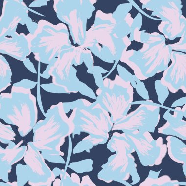 Çiçek fırçası darbeleri moda baskıları, grafikler, arka planlar ve el sanatları için pürüzsüz desen