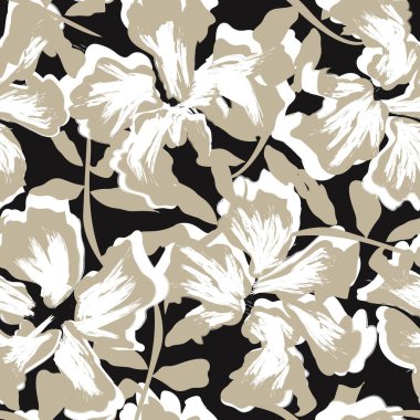 Çiçek fırçası darbeleri moda baskıları, grafikler, arka planlar ve el sanatları için pürüzsüz desen