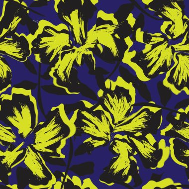 Çiçek fırçası darbeleri moda baskıları, grafikler, arka planlar ve el sanatları için pürüzsüz desen