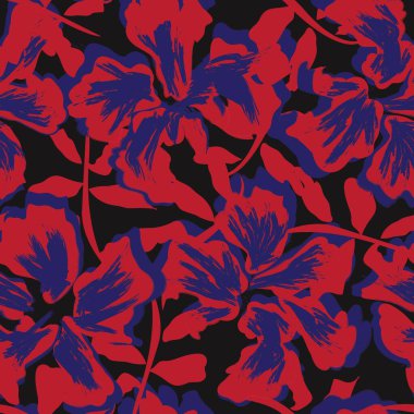 Çiçek fırçası darbeleri moda baskıları, grafikler, arka planlar ve el sanatları için pürüzsüz desen