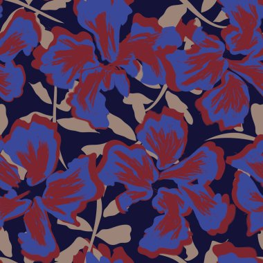 Çiçek fırçası darbeleri moda baskıları, grafikler, arka planlar ve el sanatları için pürüzsüz desen