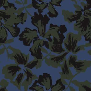 Çiçek fırçası darbeleri moda baskıları, grafikler, arka planlar ve el sanatları için pürüzsüz desen