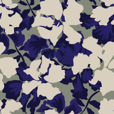 Çiçek fırçası darbeleri moda baskıları, grafikler, arka planlar ve el sanatları için pürüzsüz desen