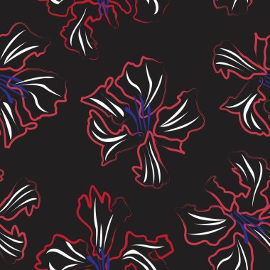 Çiçek fırçası darbeleri moda baskıları, grafikler, arka planlar ve el sanatları için pürüzsüz desen