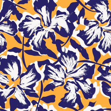 Çiçek fırçası darbeleri moda baskıları, grafikler, arka planlar ve el sanatları için pürüzsüz desen