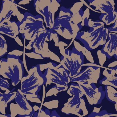 Çiçek fırçası darbeleri moda baskıları, grafikler, arka planlar ve el sanatları için pürüzsüz desen