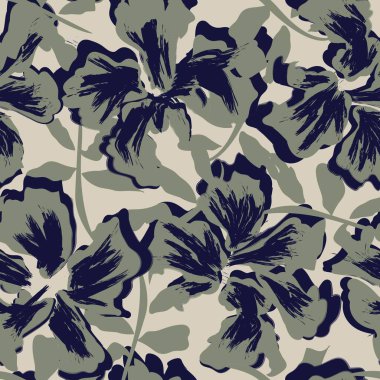 Çiçek fırçası darbeleri moda baskıları, grafikler, arka planlar ve el sanatları için pürüzsüz desen