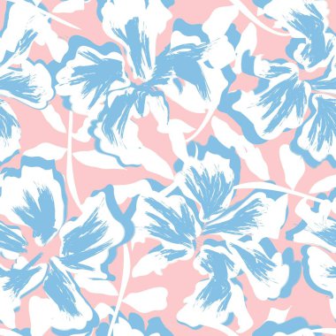 Çiçek fırçası darbeleri moda baskıları, grafikler, arka planlar ve el sanatları için pürüzsüz desen