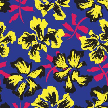 Çiçek fırçası darbeleri moda baskıları, grafikler, arka planlar ve el sanatları için pürüzsüz desen