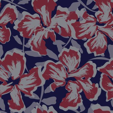 Çiçek fırçası darbeleri moda baskıları, grafikler, arka planlar ve el sanatları için pürüzsüz desen