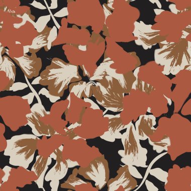 Çiçek fırçası darbeleri moda baskıları, grafikler, arka planlar ve el sanatları için pürüzsüz desen