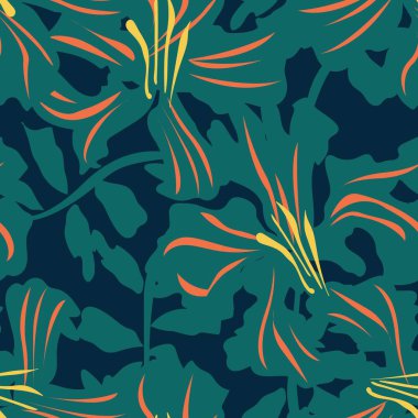 Çiçek fırçası darbeleri moda baskıları, grafikler, arka planlar ve el sanatları için pürüzsüz desen