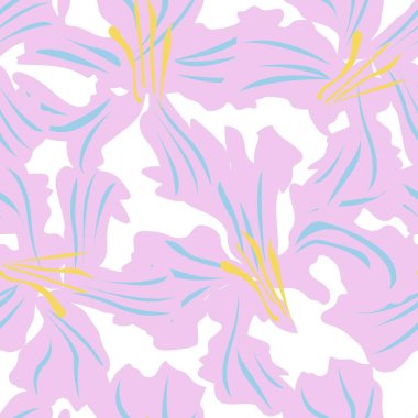 Çiçek fırçası darbeleri moda baskıları, grafikler, arka planlar ve el sanatları için pürüzsüz desen